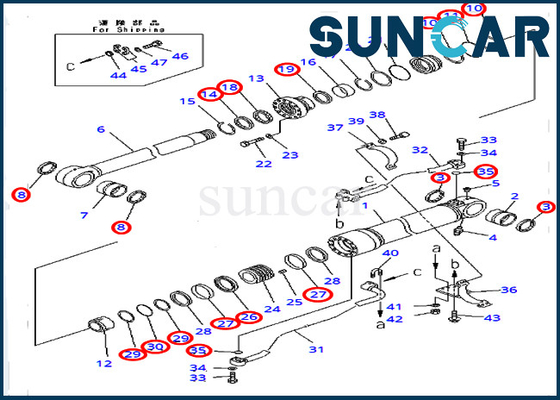붐 수리 밀봉은 해외 버전 코마츠 PC450-8 PC400-7 모델들을 위한 707-99-72320 유압 실린더를 장비를 답니다