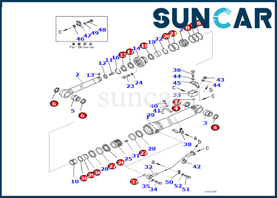 PC400LCSE-8R PC500LC-8R PC500LC-8을 위한 코마츠 0 암 실린더 봉지 키트