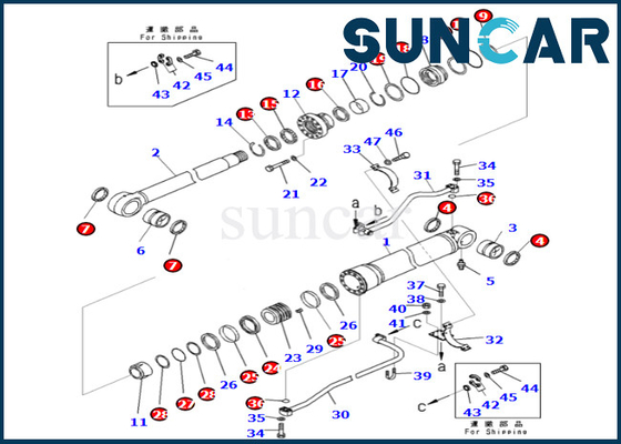 0 붐원통 봉지 키트 코마츠는 PC700LC-8E0 PC650LC-8E0에 적합합니다